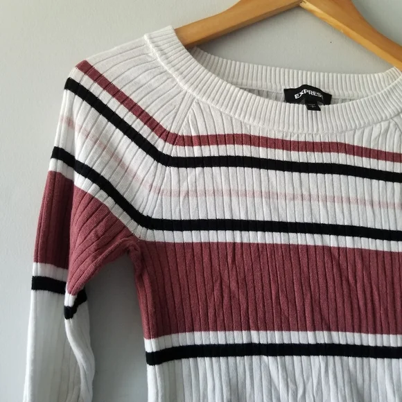 Express Striped Ribbed Fitted Sweater Small - Picture 3 of 6